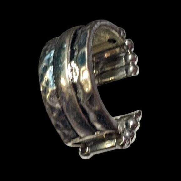 Brutalist Silver Tone Stretch Ring Size 7 - Picture 6 of 13